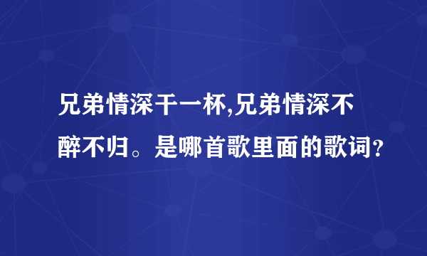 兄弟情深干一杯,兄弟情深不醉不归。是哪首歌里面的歌词？