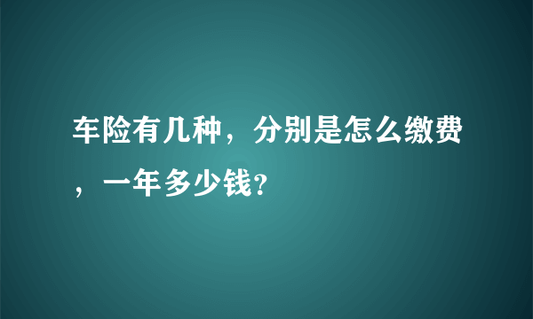 车险有几种，分别是怎么缴费，一年多少钱？