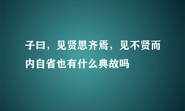 子曰，见贤思齐焉，见不贤而内自省也有什么典故吗