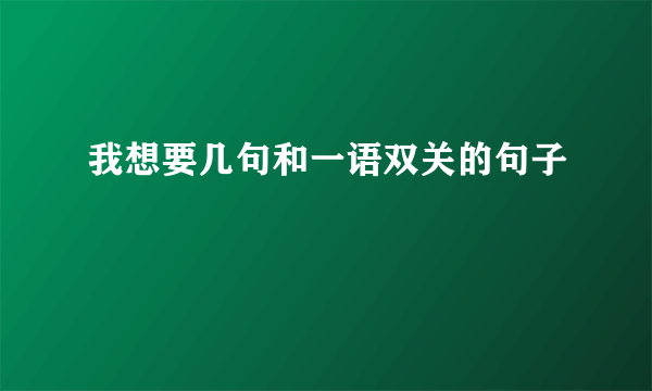 我想要几句和一语双关的句子