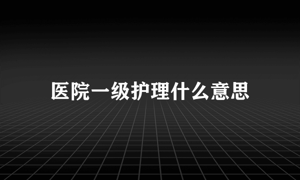 医院一级护理什么意思