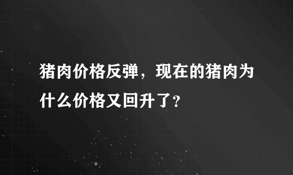 猪肉价格反弹，现在的猪肉为什么价格又回升了？