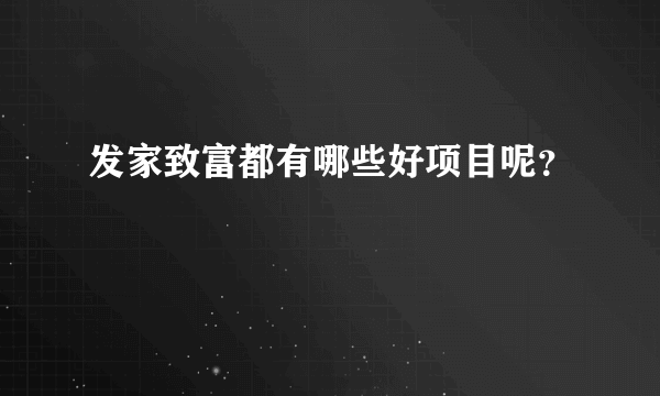 发家致富都有哪些好项目呢？