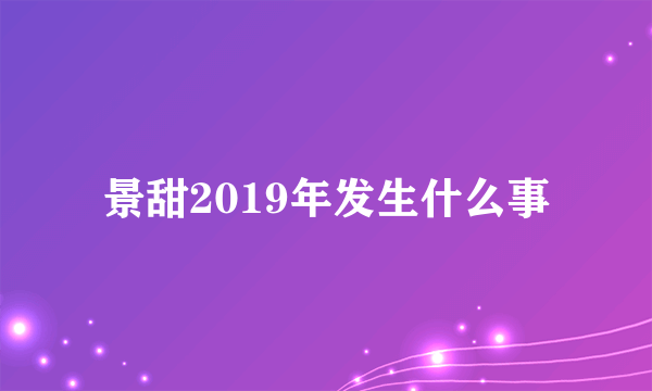 景甜2019年发生什么事