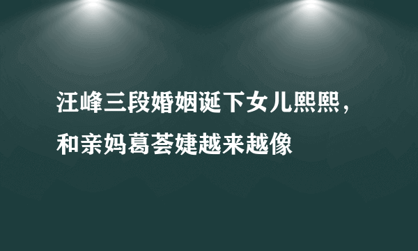 汪峰三段婚姻诞下女儿熙熙，和亲妈葛荟婕越来越像