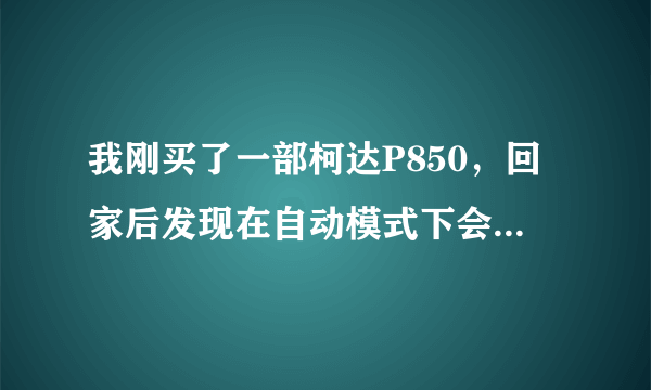 我刚买了一部柯达P850，回家后发现在自动模式下会出现两个居中的亮点，