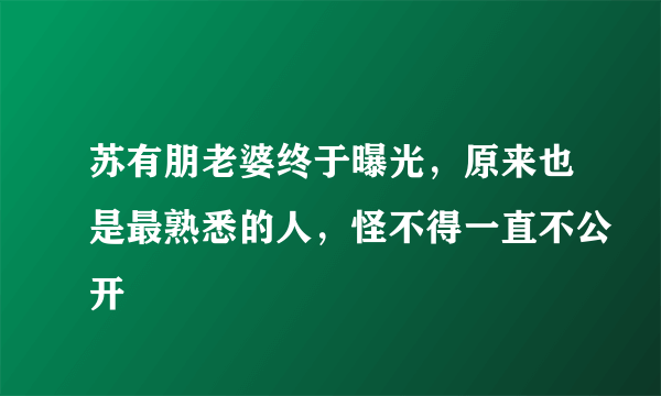 苏有朋老婆终于曝光，原来也是最熟悉的人，怪不得一直不公开