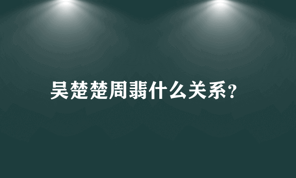 吴楚楚周翡什么关系？