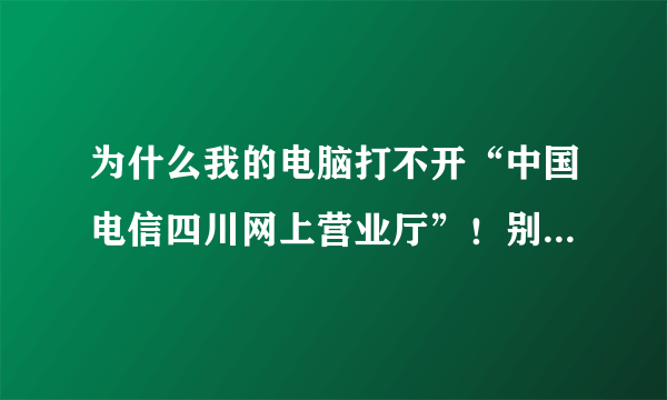 为什么我的电脑打不开“中国电信四川网上营业厅”！别人的电脑都能打开！