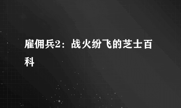 雇佣兵2：战火纷飞的芝士百科