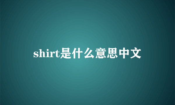 shirt是什么意思中文