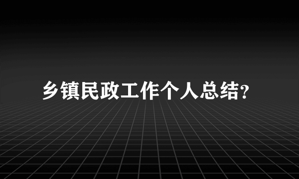 乡镇民政工作个人总结？