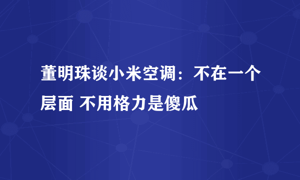 董明珠谈小米空调：不在一个层面 不用格力是傻瓜