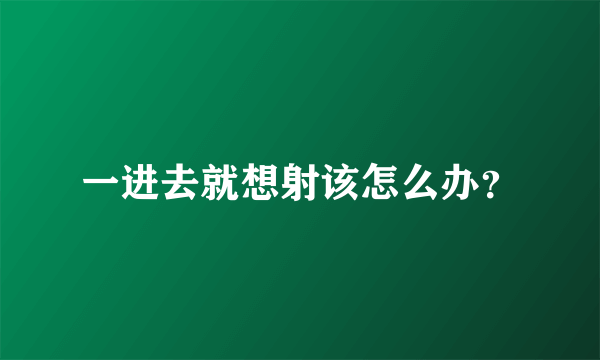 一进去就想射该怎么办？