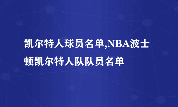 凯尔特人球员名单,NBA波士顿凯尔特人队队员名单