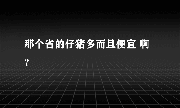 那个省的仔猪多而且便宜 啊？