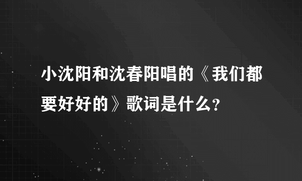 小沈阳和沈春阳唱的《我们都要好好的》歌词是什么？