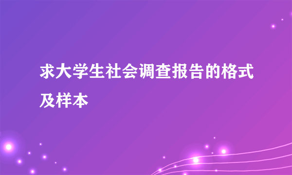 求大学生社会调查报告的格式及样本