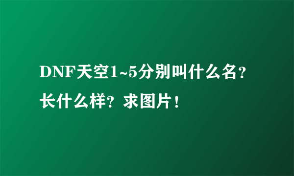 DNF天空1~5分别叫什么名？长什么样？求图片！