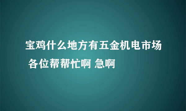 宝鸡什么地方有五金机电市场 各位帮帮忙啊 急啊