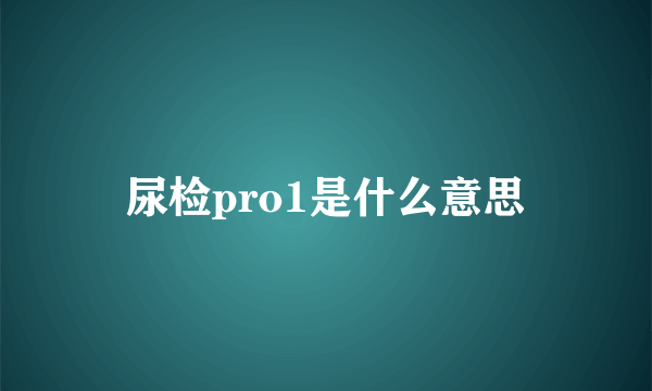 尿检pro1是什么意思