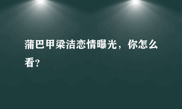 蒲巴甲梁洁恋情曝光，你怎么看？