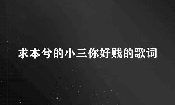 求本兮的小三你好贱的歌词