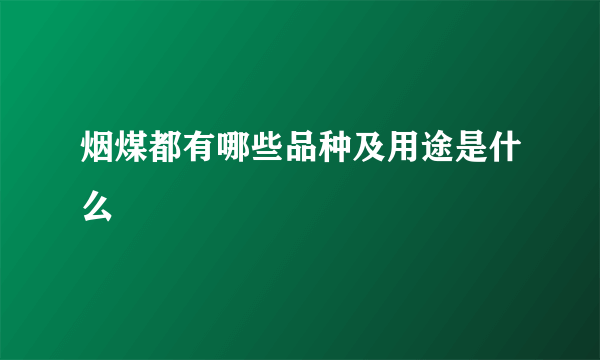 烟煤都有哪些品种及用途是什么