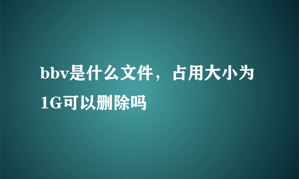 bbv是什么文件，占用大小为1G可以删除吗