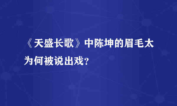 《天盛长歌》中陈坤的眉毛太为何被说出戏？