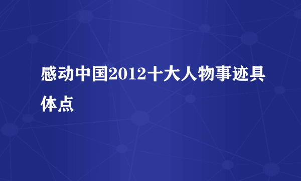 感动中国2012十大人物事迹具体点