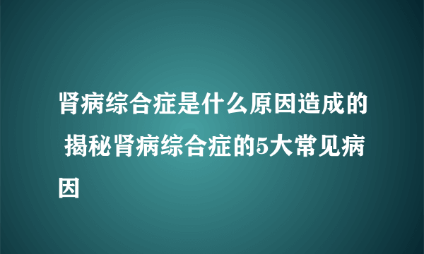 肾病综合症是什么原因造成的 揭秘肾病综合症的5大常见病因