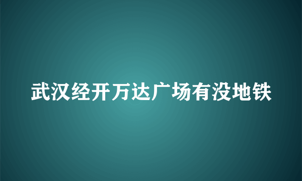 武汉经开万达广场有没地铁