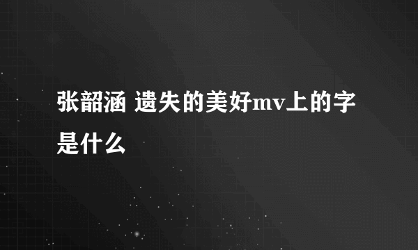 张韶涵 遗失的美好mv上的字是什么