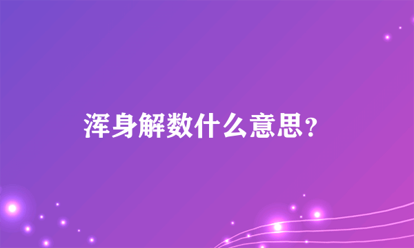 浑身解数什么意思？