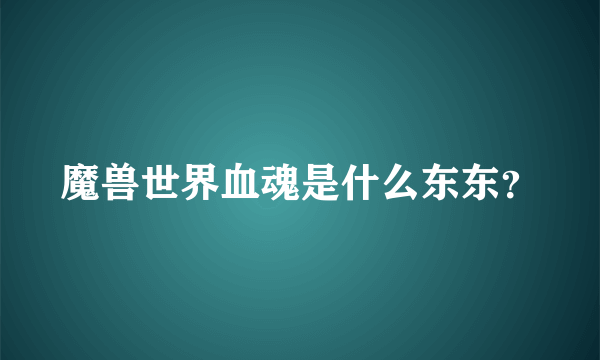 魔兽世界血魂是什么东东？