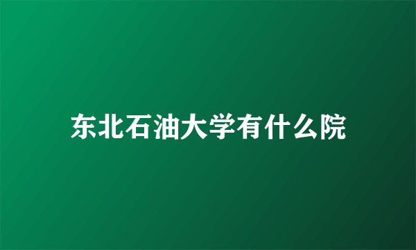 东北石油大学有什么院