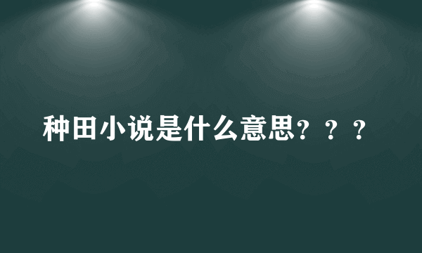 种田小说是什么意思？？？