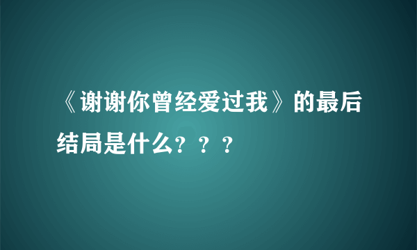 《谢谢你曾经爱过我》的最后结局是什么？？？