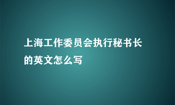 上海工作委员会执行秘书长 的英文怎么写