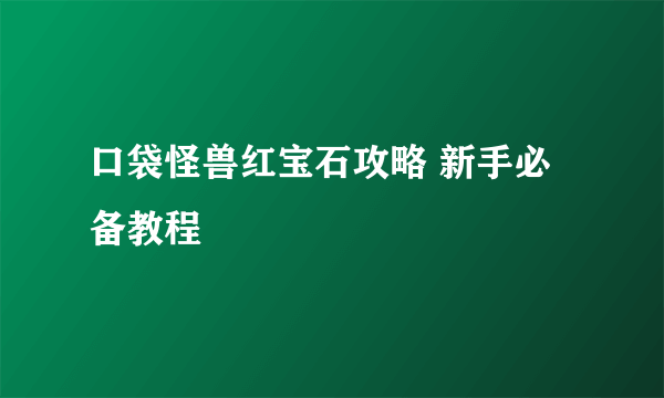 口袋怪兽红宝石攻略 新手必备教程