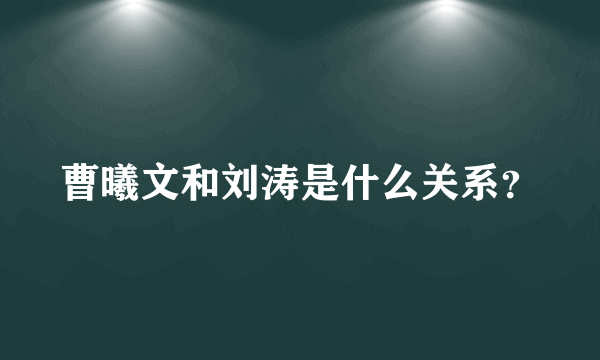 曹曦文和刘涛是什么关系？