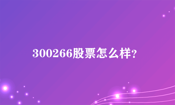 300266股票怎么样？