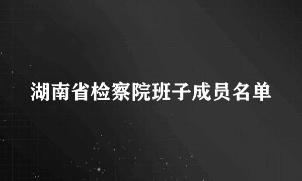 湖南省检察院班子成员名单