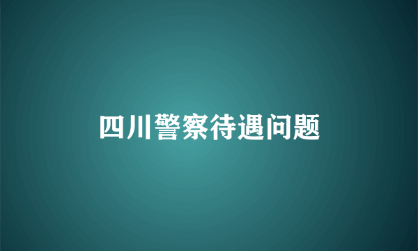 四川警察待遇问题