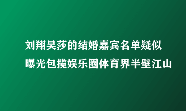 刘翔吴莎的结婚嘉宾名单疑似曝光包揽娱乐圈体育界半壁江山