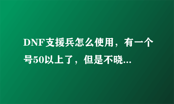 DNF支援兵怎么使用，有一个号50以上了，但是不晓得怎么使用啊？