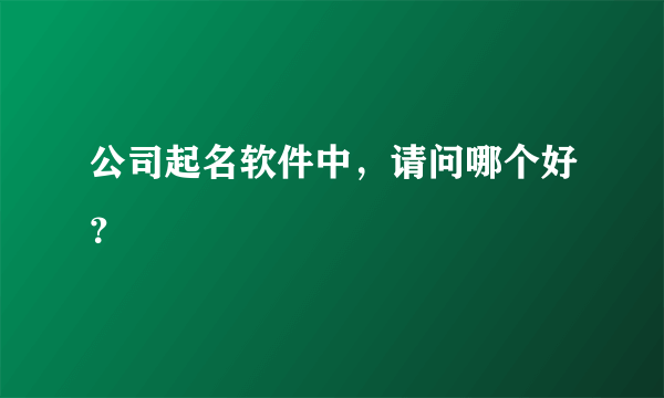 公司起名软件中，请问哪个好？