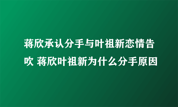 蒋欣承认分手与叶祖新恋情告吹 蒋欣叶祖新为什么分手原因