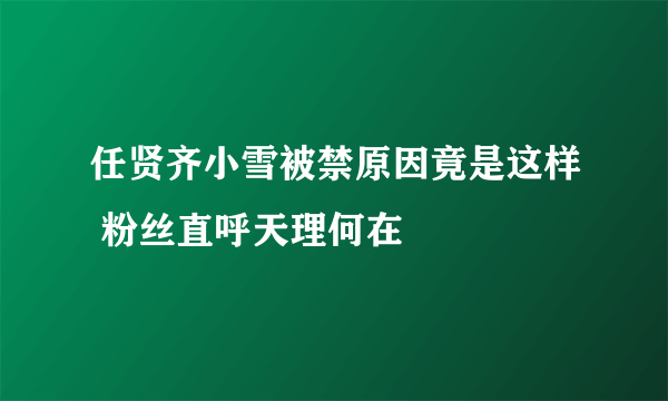 任贤齐小雪被禁原因竟是这样 粉丝直呼天理何在